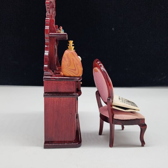 Antique Style Miniature Dollhouse Furniture Hutch Chair & Accessories - Picture 8 of 10